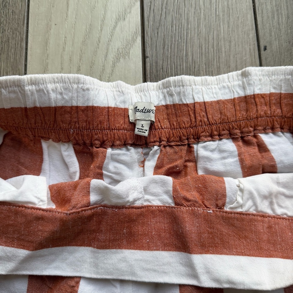 Madewell White & Rust Striped Wide-Leg Cropped Pants - Picture 5 of 8